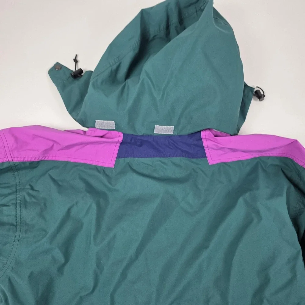 Vintage The North Face Jacket Mens Medium Purple Colorblock Hooded Anorak Ski